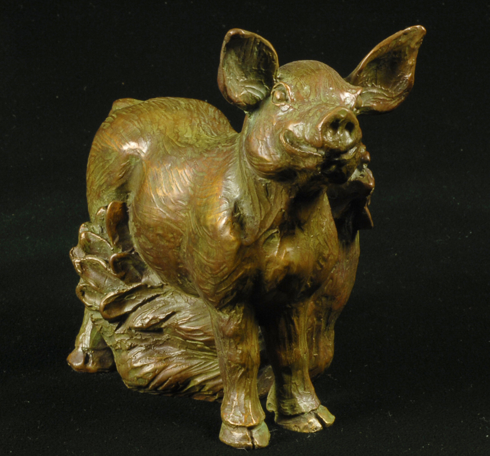 Pig Sculpture Art Bronze by Christine Knapp