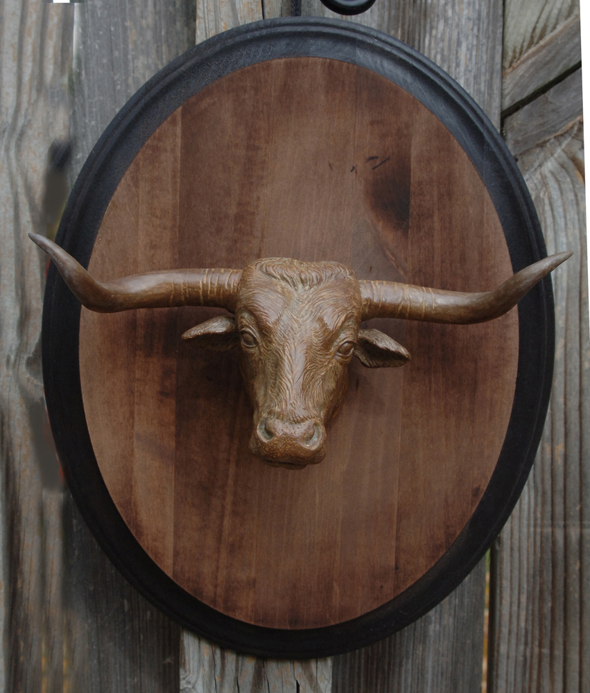 Long Horn Western Sculpture Bison Cow Art Bronze Gallery Art Hanging