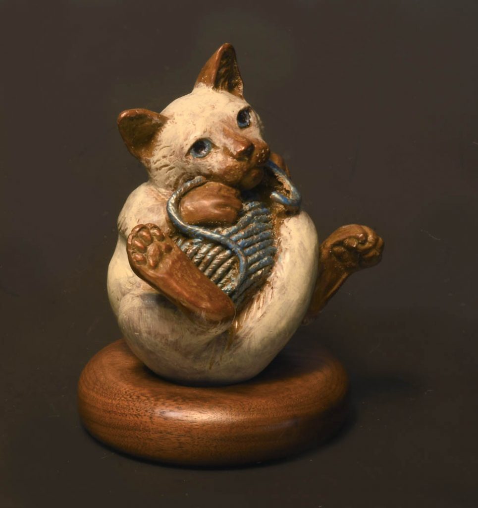 Curled Kitty - Christine Knapp Sculpture